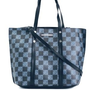 - NWT large tote by Steve Madden with pouchette in blue coated canvas